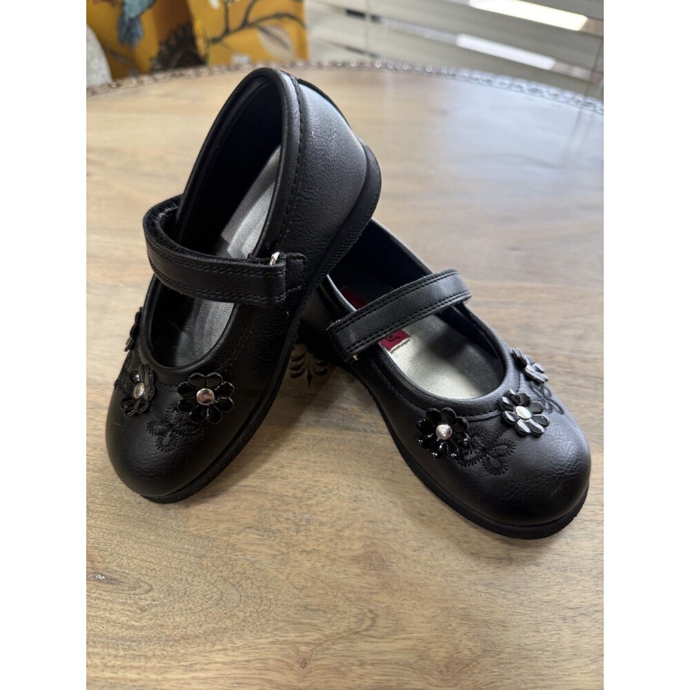 Rachel Shoes Girls 9M Briar Black Mary Jane Flower On Strap